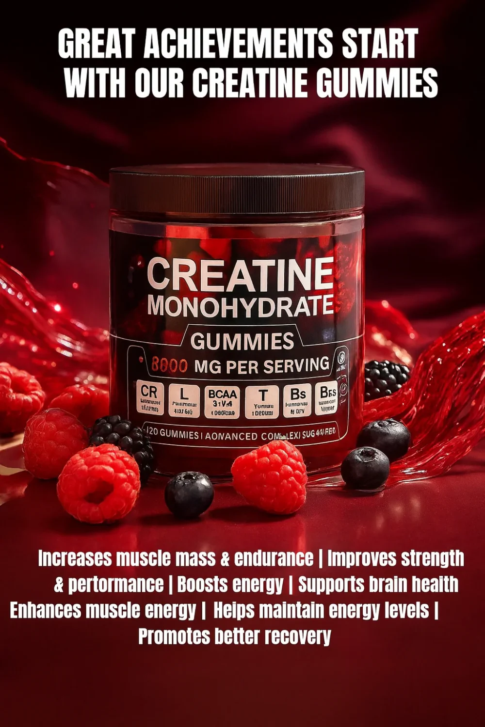 120 Creatine Monohydrate BCAA Gummies – Image 3