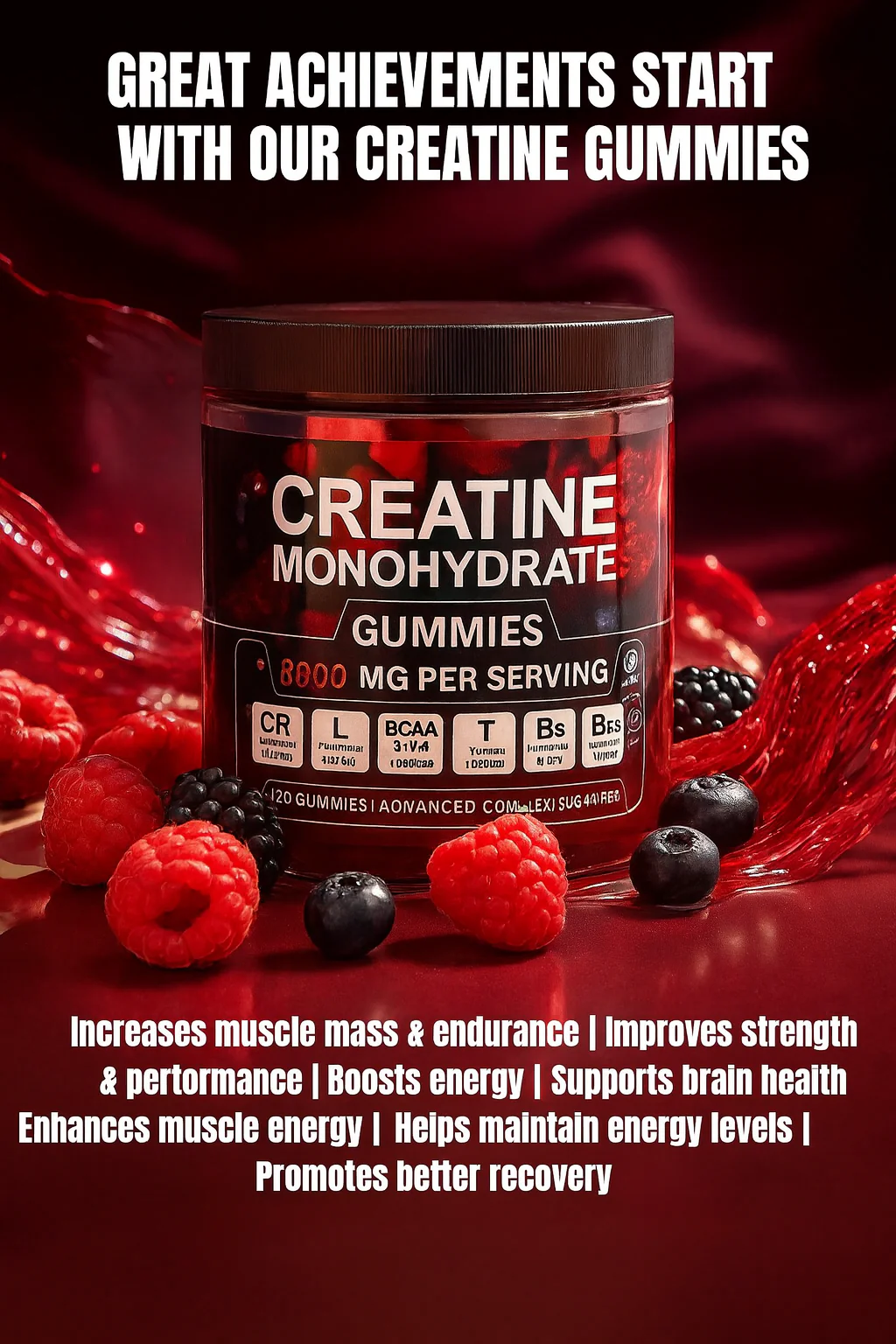 120 Creatine Monohydrate BCAA Gummies – Image 3