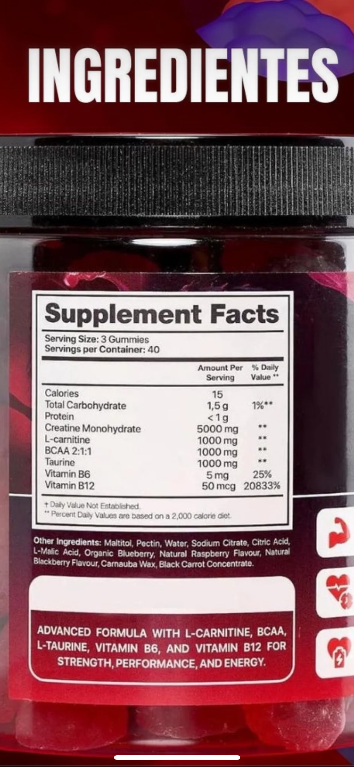 120 Creatine Monohydrate BCAA Gummies – Image 6